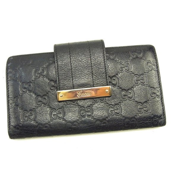 Gucci Wallet Purse Guccissima Black Gold Woman unisex Authentic Used - Picture 1 of 6